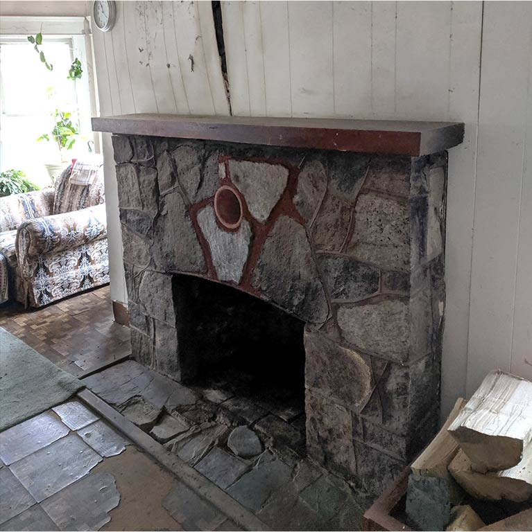 Gloversville NY Natural Stone Fireplace Rebuild - Before